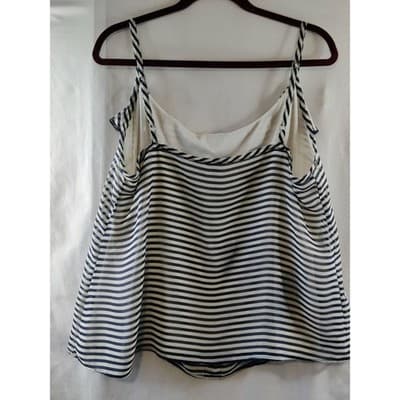 Pure Energy Striped Ruffle Tank Top Blouse Blue/White Women's Size 2 - Thumbnail 3