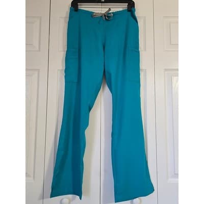 WonderWink PRO Womens Scrub Set Teal Blue V-Neck Top Cargo Pants Small Petite SP - Thumbnail 11