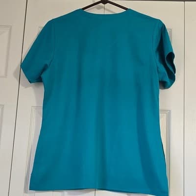 WonderWink PRO Womens Scrub Set Teal Blue V-Neck Top Cargo Pants Small Petite SP - Thumbnail 12