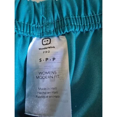 WonderWink PRO Womens Scrub Set Teal Blue V-Neck Top Cargo Pants Small Petite SP - Thumbnail 6