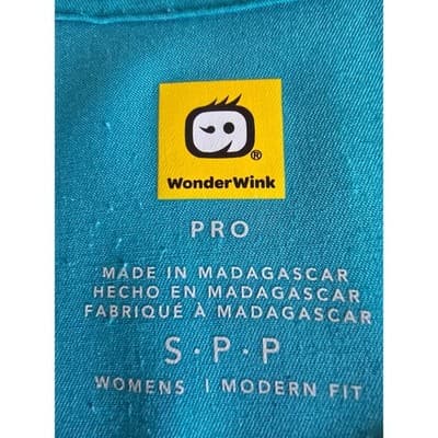 WonderWink PRO Womens Scrub Set Teal Blue V-Neck Top Cargo Pants Small Petite SP - Thumbnail 20