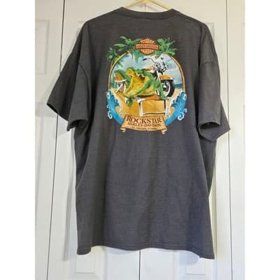 Harley-Davidson Rockstar Ft Myers Florida Alligator T-Shirt Gray Mens 3XL 3TG - Thumbnail 9
