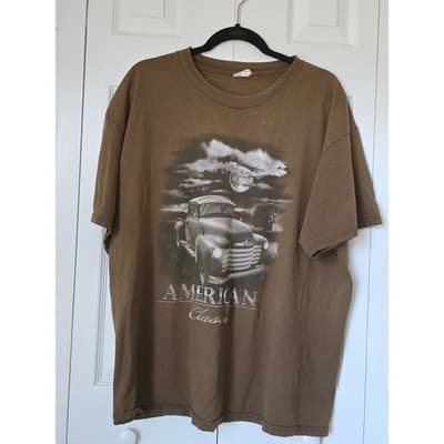 Alstyle American Classic Truck Graphic T-Shirt Brown Mens XL 100% Cotton 2000s - Image 1
