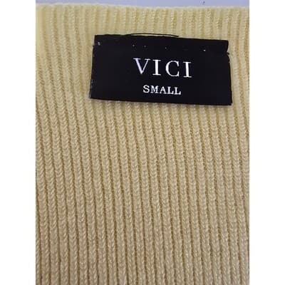 VICI Yellow Ruched Sweetheart Ribbed Balloon Sleeve Sweater TDSK1234IMK Small - Thumbnail 3