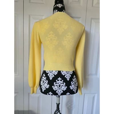VICI Yellow Ruched Sweetheart Ribbed Balloon Sleeve Sweater TDSK1234IMK Small - Thumbnail 2