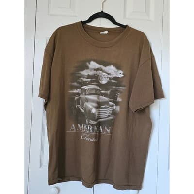 Alstyle American Classic Truck Graphic T-Shirt Brown Mens XL 100% Cotton 2000s - Thumbnail 9