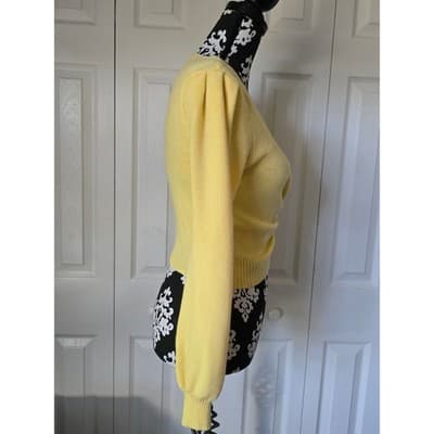 VICI Yellow Ruched Sweetheart Ribbed Balloon Sleeve Sweater TDSK1234IMK Small - Thumbnail 10