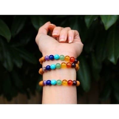 SMALL 7 Chakra Healing Crystal Bracelet, Chakra Gemstone Bracelet, Stone Jewelry - Thumbnail 3