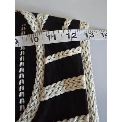 Max Studio Black White Striped Braided Cotton Shift Dress XS 3903M55 - Thumbnail 6