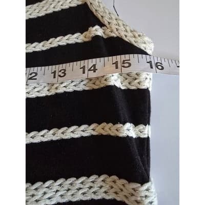 Max Studio Black White Striped Braided Cotton Shift Dress XS 3903M55 - Thumbnail 7