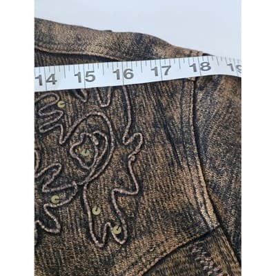Flashback Women's PXL Brown Embroidered Lace Trim Denim Jacket - Thumbnail 9