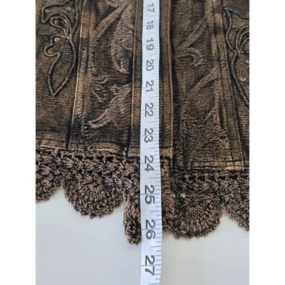 Flashback Women's PXL Brown Embroidered Lace Trim Denim Jacket - Thumbnail 11