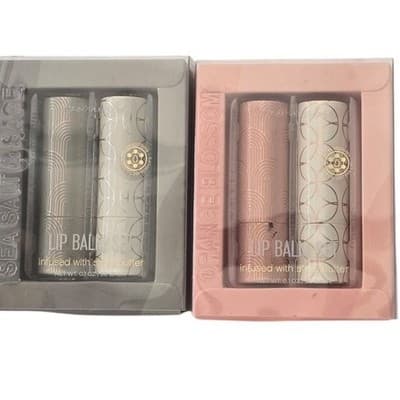 Aromatherapy Lip Balm Set 4 Pack Sea Salt Sage Orange Blossom Shea Butter New - Image 1