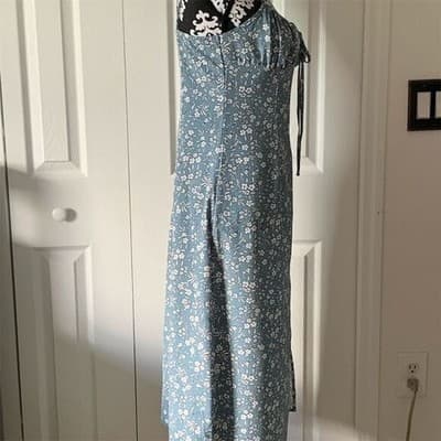 SHEIN Women's M Blue Floral Knot Front Split Thigh Cami Midi Dress - Thumbnail 3