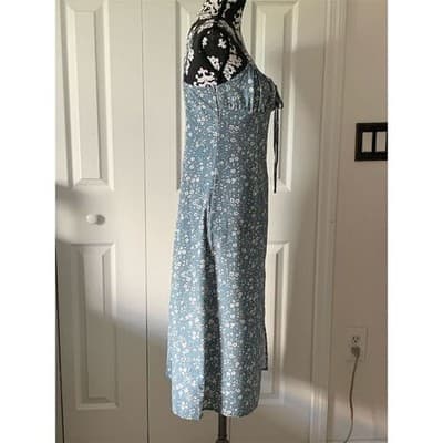 SHEIN Women's M Blue Floral Knot Front Split Thigh Cami Midi Dress - Thumbnail 11