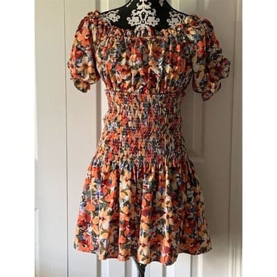 Shein Women's Floral Off-Shoulder Puff Sleeve Dress Size M Multicolor - Image 1