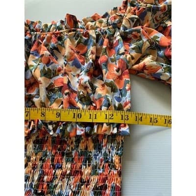 Shein Women's Floral Off-Shoulder Puff Sleeve Dress Size M Multicolor - Thumbnail 5