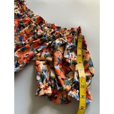 Shein Women's Floral Off-Shoulder Puff Sleeve Dress Size M Multicolor - Thumbnail 6