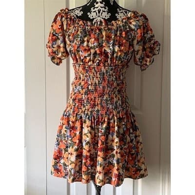 Shein Women's Floral Off-Shoulder Puff Sleeve Dress Size M Multicolor - Thumbnail 11