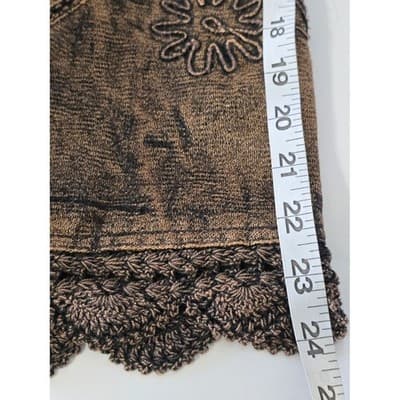 Flashback Women's PXL Brown Embroidered Lace Trim Denim Jacket - Thumbnail 12