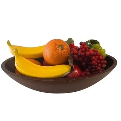 Vintage Dark Wood Oval Fruit Bowl with Realistic Artificial Fruit Centerpiece - Thumbnail 6