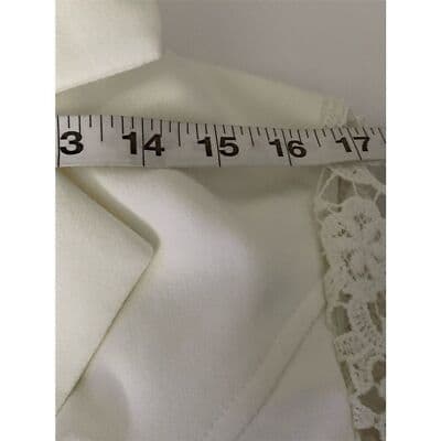 Dennis Basso Women's Ivory Lace Sleeve Blazer Jacket Size 4 US - Thumbnail 6