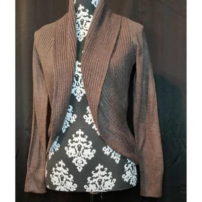 H&M Womens Basic Long Sleeve Taupe Knit Open Front Cardigan Brown Size Small - Image 1