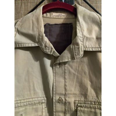 Mens Khaki Long Sleeve Button Down Shirt Script Print Casual Top Size Large - Thumbnail 10