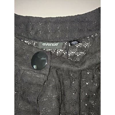 Avenue Black Lace Open Front Cardigan Sweater 18 20 - Thumbnail 6