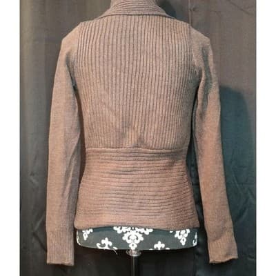 H&M Womens Basic Long Sleeve Taupe Knit Open Front Cardigan Brown Size Small - Thumbnail 2