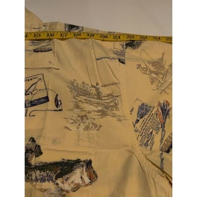 Reel Legends Performance Clothing Mens XL Yellow Fish Print Short Sleeve Button - Thumbnail 5