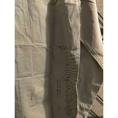 Mens Khaki Long Sleeve Button Down Shirt Script Print Casual Top Size Large - Thumbnail 9