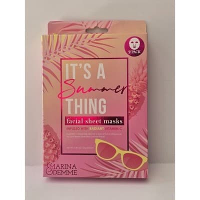 Marina Demme Its A Summer Thing Facial Sheet Masks 2 Pack Radiant Vitamin C New - Thumbnail 3
