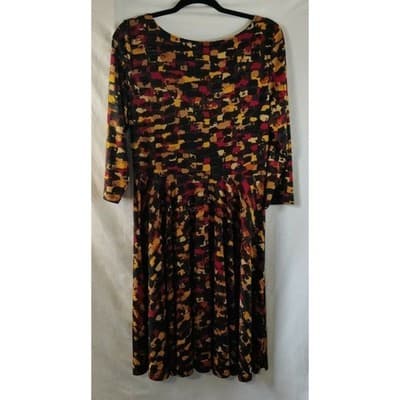 Ny Collection 3/4 Sleeve Printed Scoop Neck Dress Multicolor Womens - Thumbnail 3