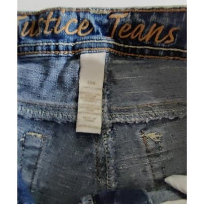 Justice Jeans Girls Shorts Size 14R Stretch Denim Med Wash Blue - Thumbnail 4