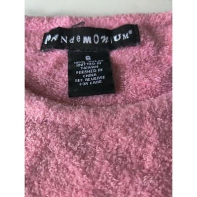 PANDEMONIUM Pink Fuzzy Knit Crew Neck Long Sleeve Sweater Top Size S - Thumbnail 4