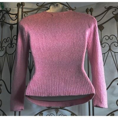 PANDEMONIUM Pink Fuzzy Knit Crew Neck Long Sleeve Sweater Top Size S - Thumbnail 3