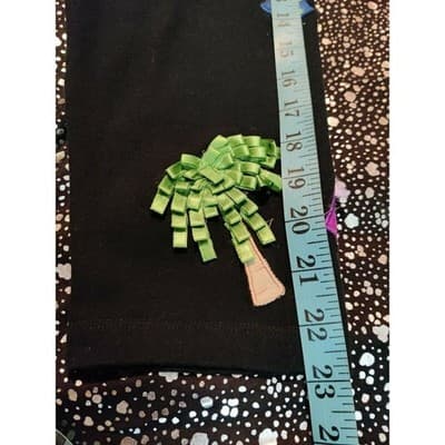 Black Holiday Palm Tree Gift Applique Cardigan Sweater Womens - Thumbnail 3