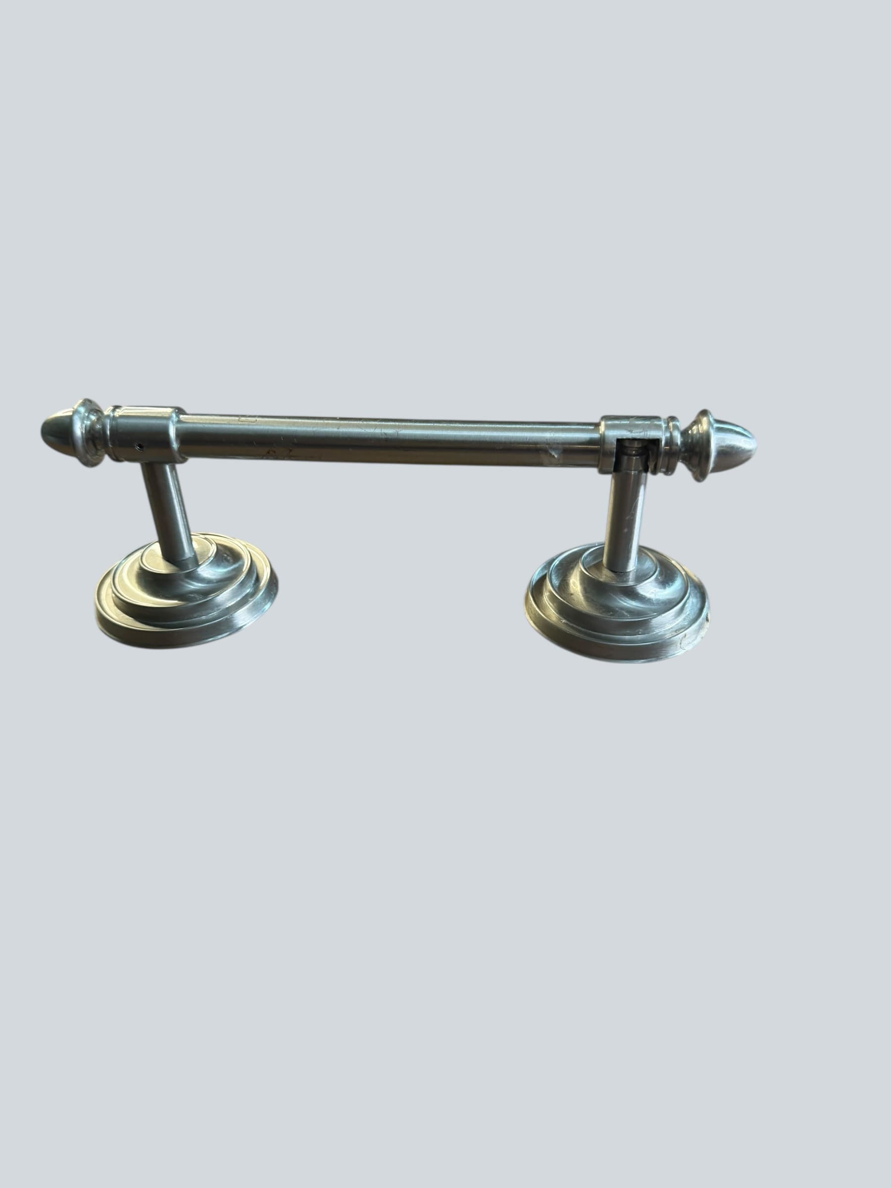 Brushed Nickel Toilet Paper Holder Acorn Finial Stepped Base Wall Mount Bath - Thumbnail 2