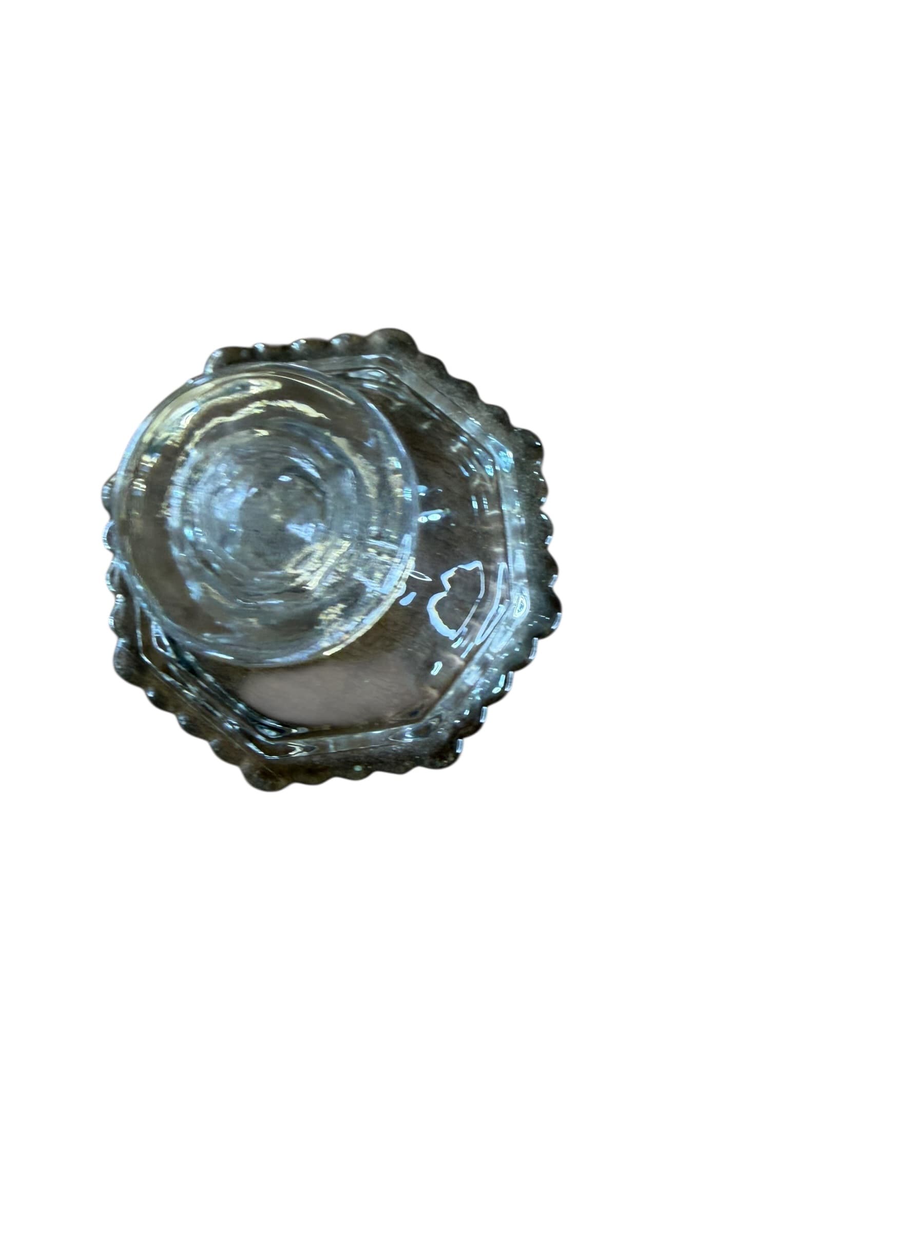 Antique Pressed Clear Glass Taper Candle Holder Scalloped Octagonal Base Victorian r - Thumbnail 2