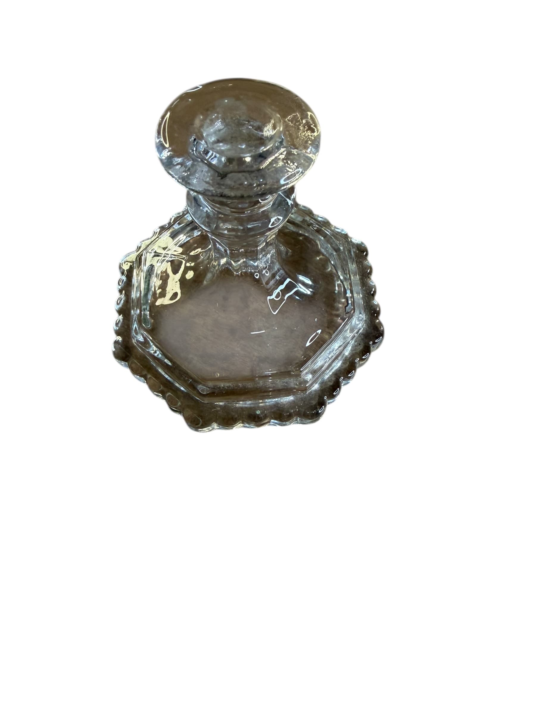 Antique Pressed Clear Glass Taper Candle Holder Scalloped Octagonal Base Victorian r - Image 1