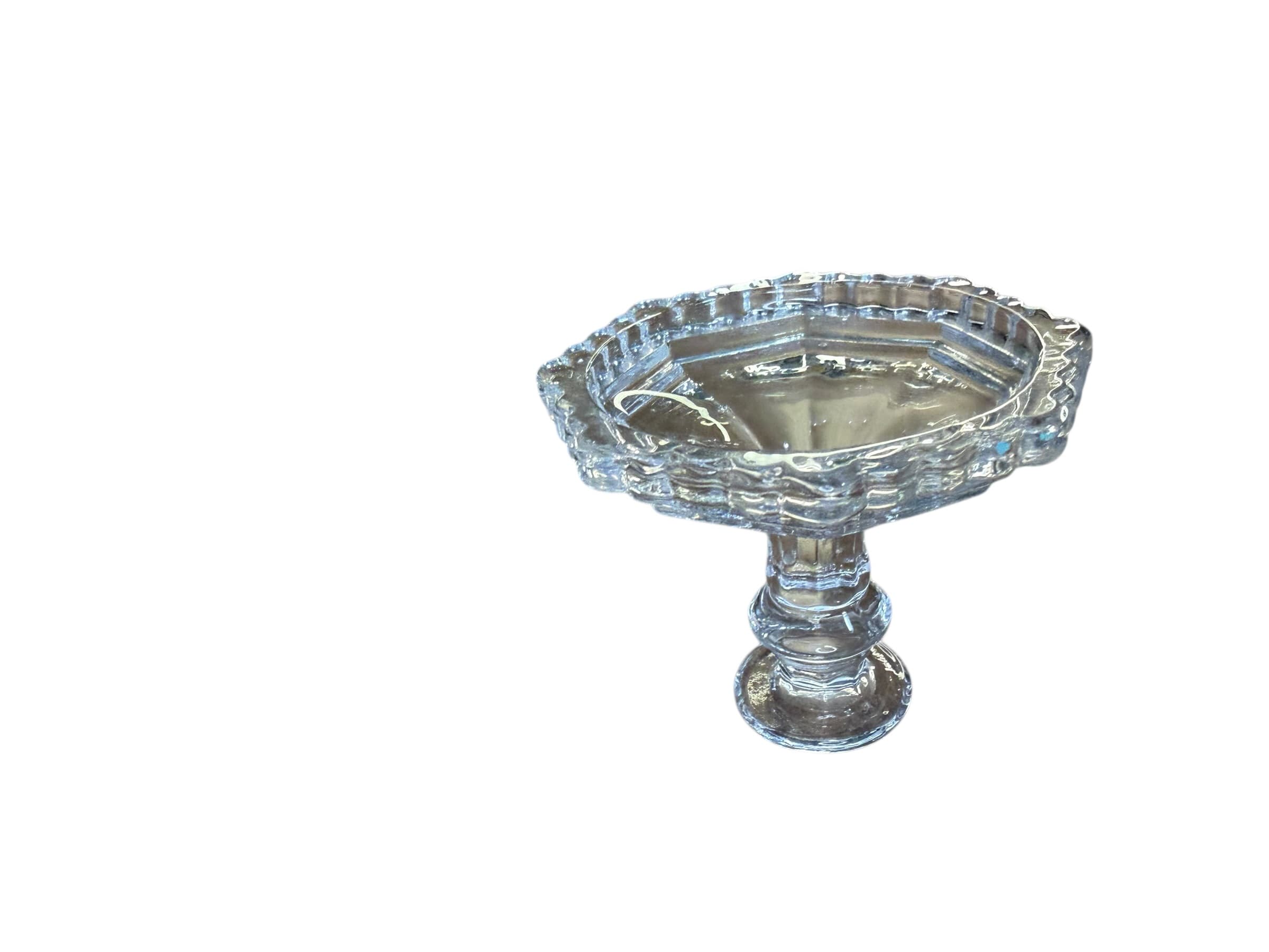 Antique Pressed Clear Glass Taper Candle Holder Scalloped Octagonal Base Victorian r - Thumbnail 4