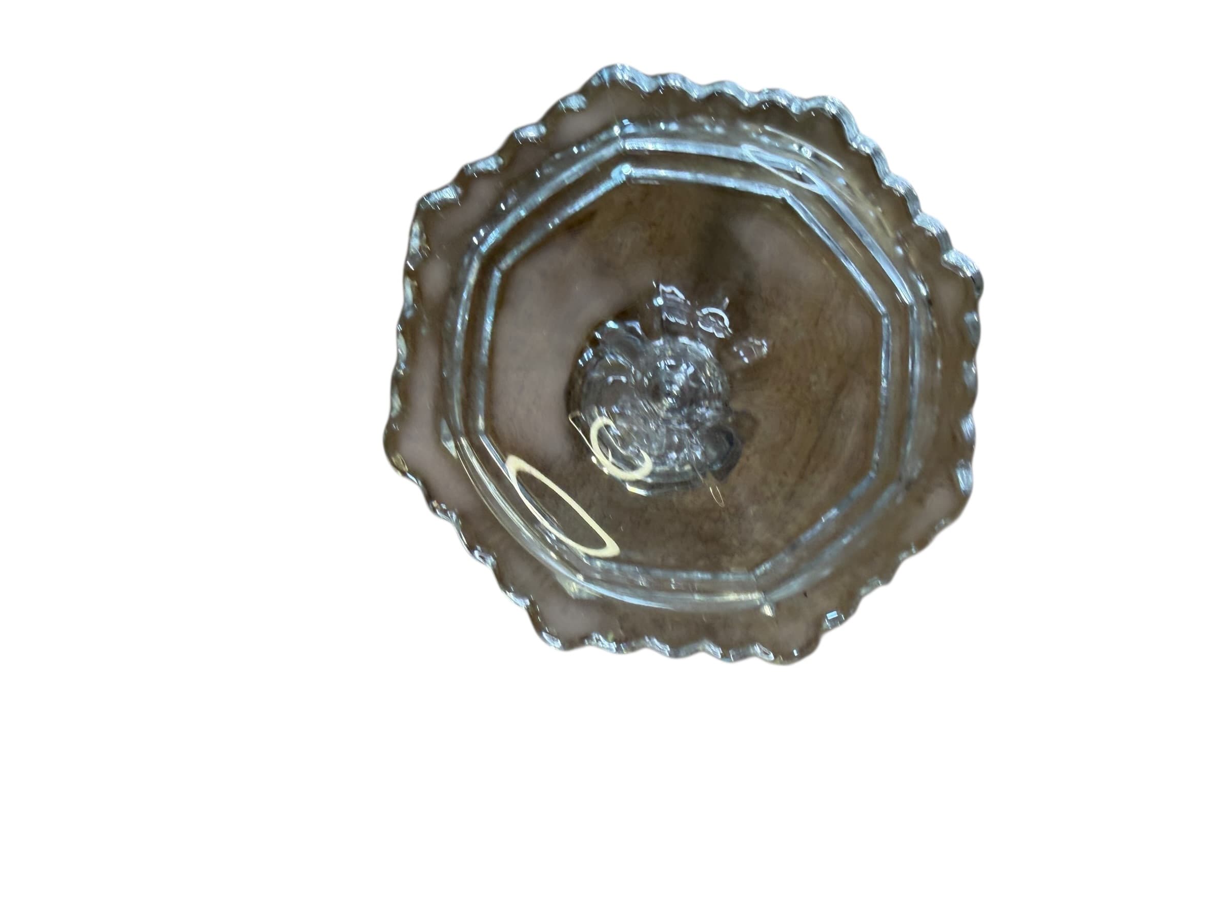 Antique Pressed Clear Glass Taper Candle Holder Scalloped Octagonal Base Victorian r - Thumbnail 3