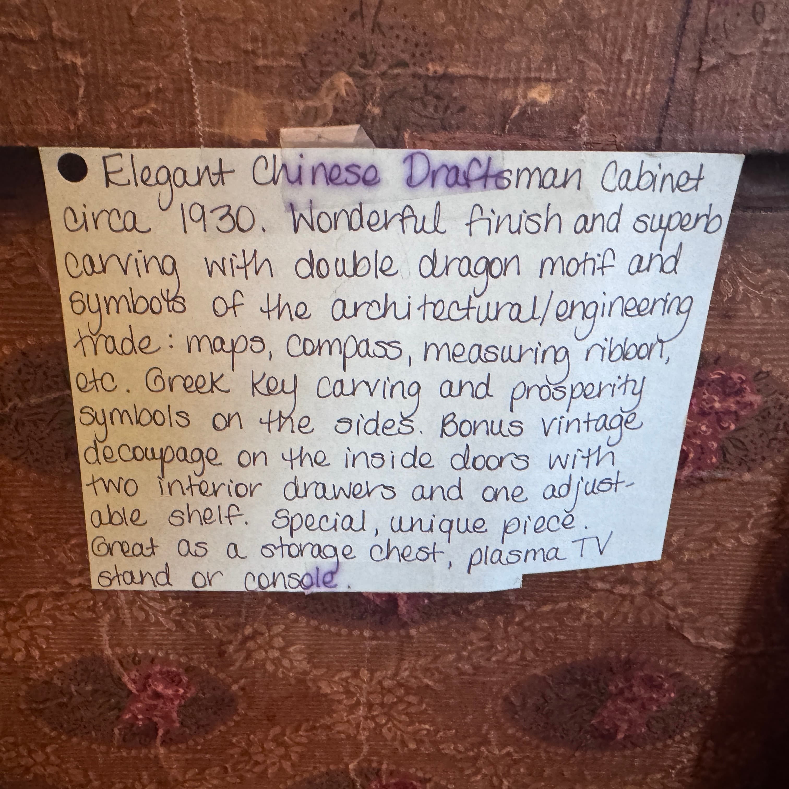 Antique Red Wooden Cabinet - Thumbnail 2