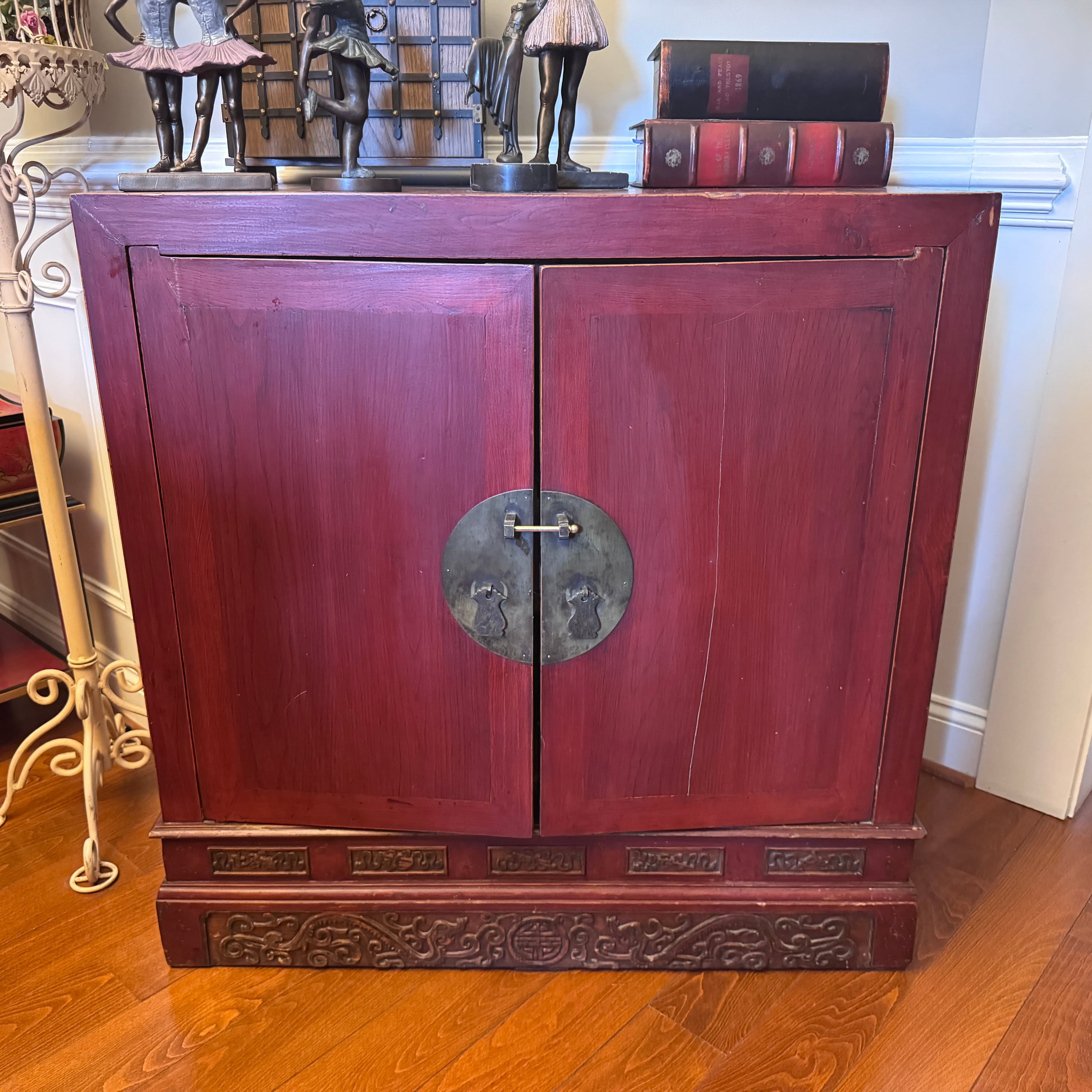 Antique Red Wooden Cabinet - Image 1