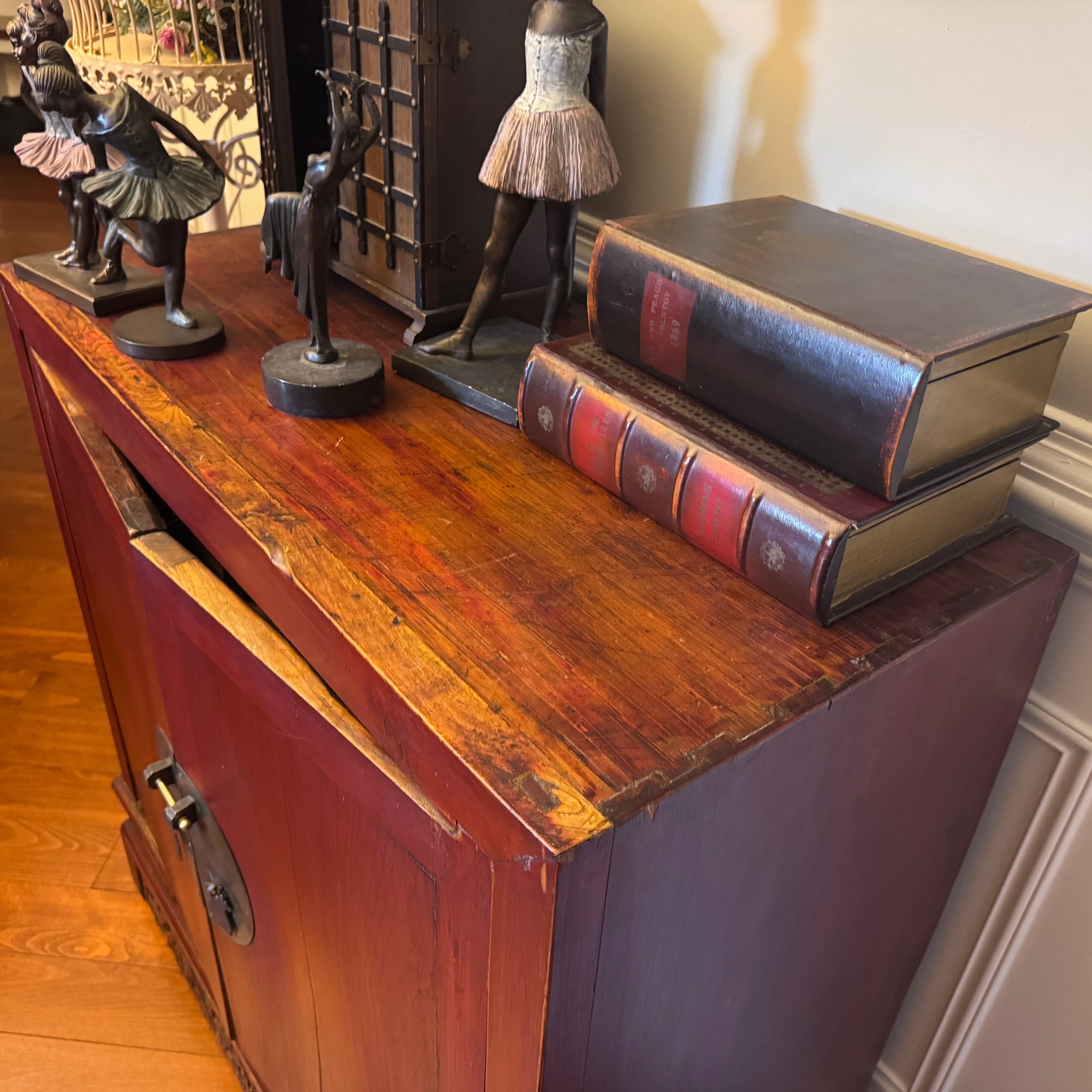 Antique Red Wooden Cabinet - Thumbnail 6