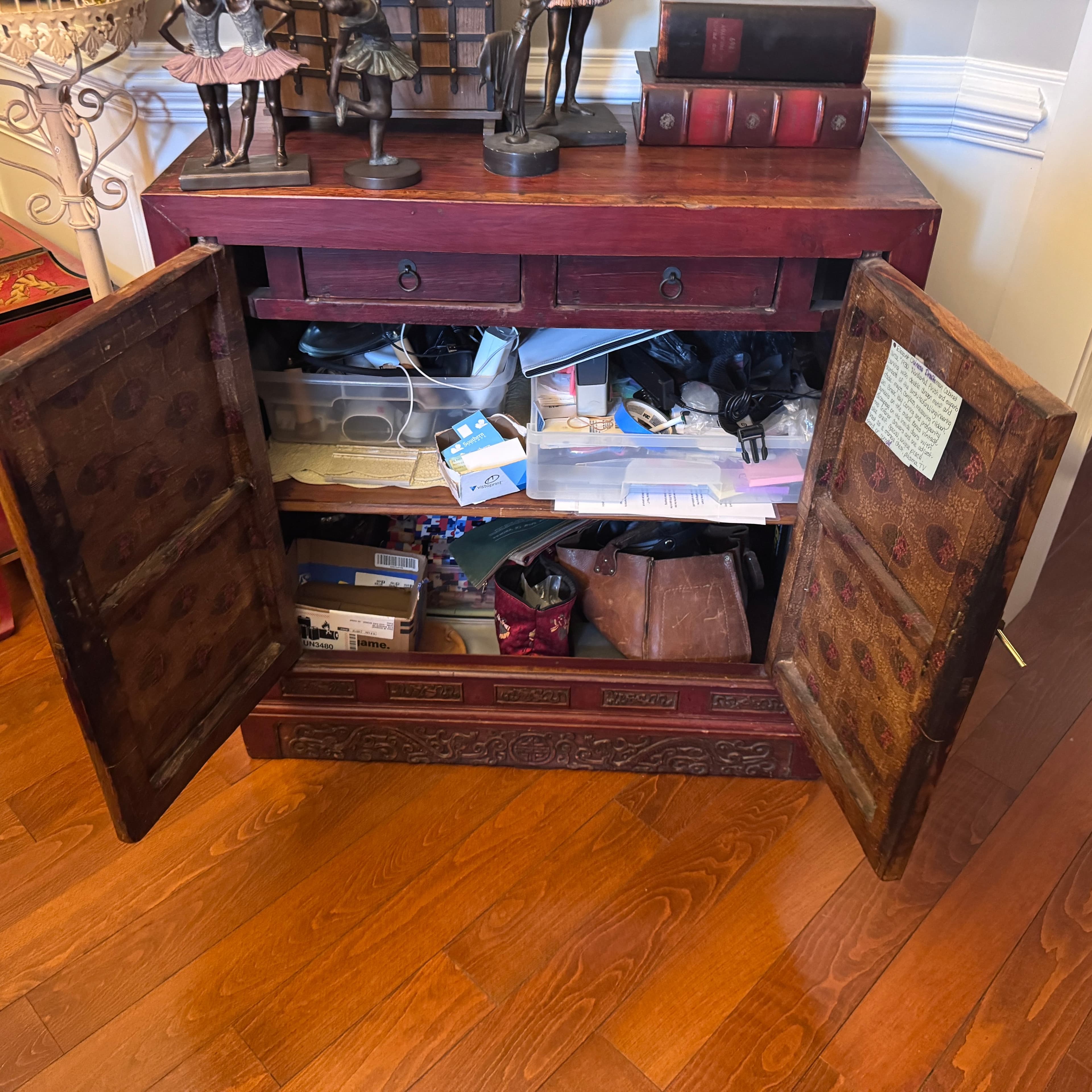 Antique Red Wooden Cabinet - Thumbnail 7