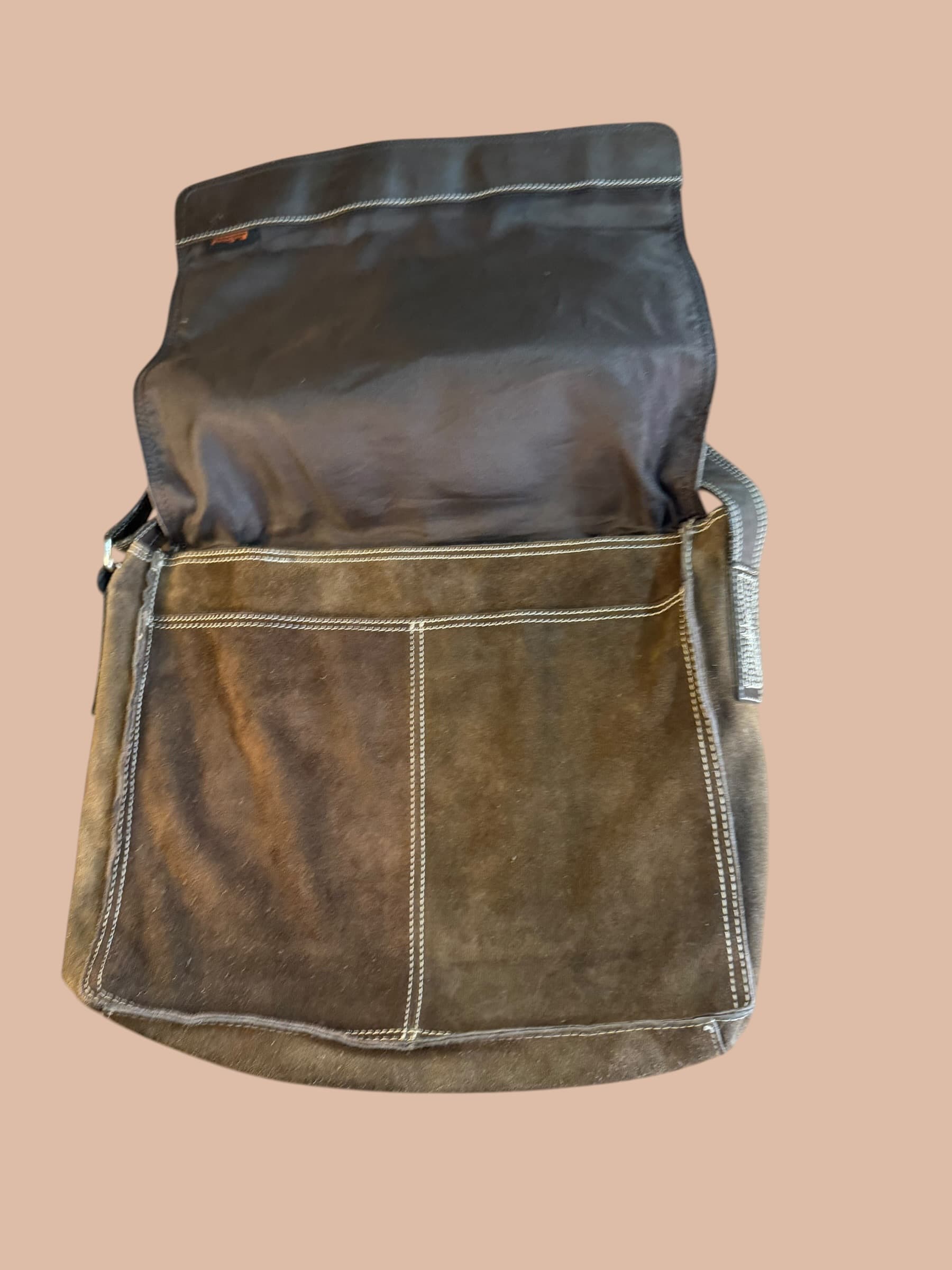 Ben Sherman Brown Suede Leather Crossbody Messenger Shoulder Bag Flap Vintage - Thumbnail 3