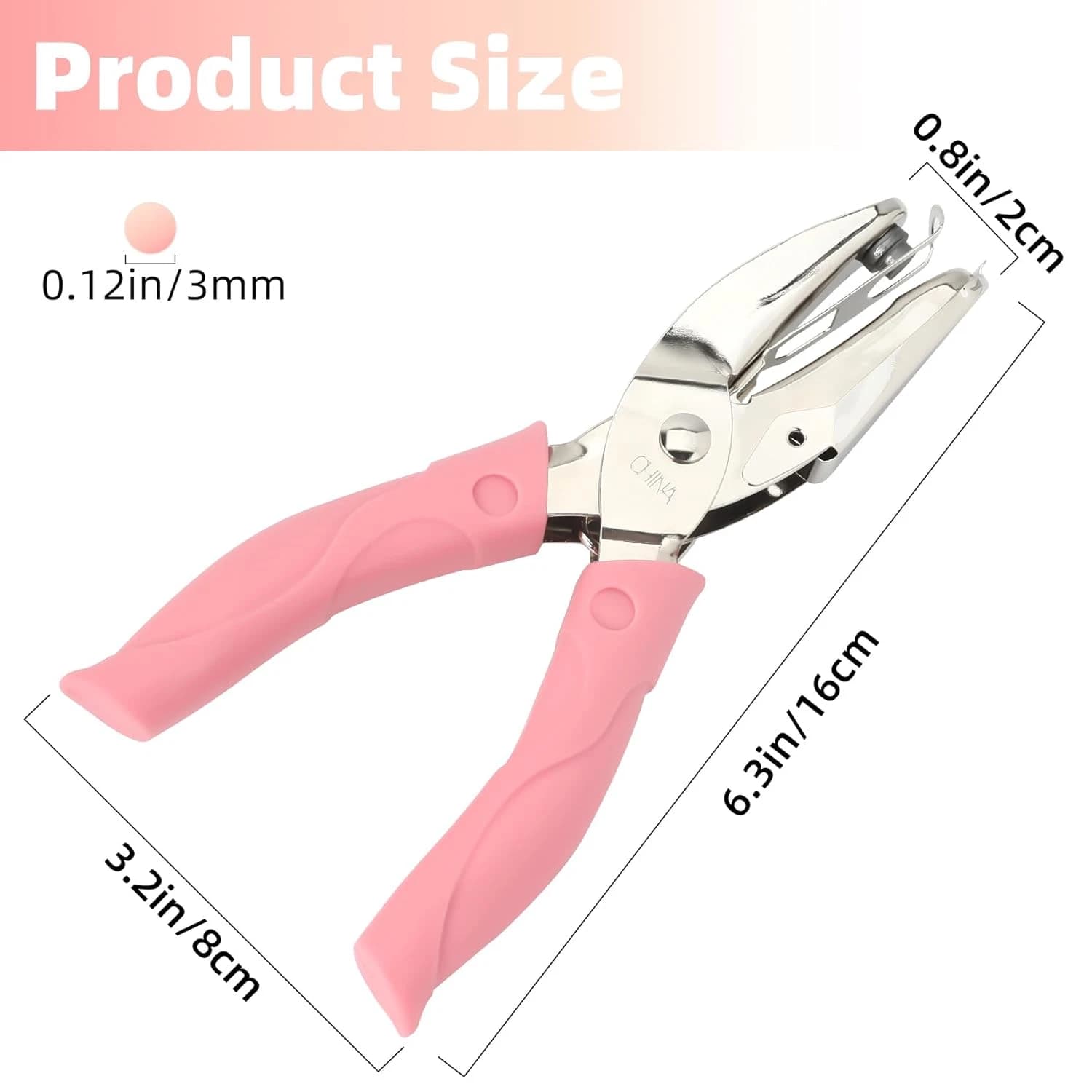 Single Hole Punch, Handheld Paper Hole Puncher with Grip Handle for Crafts - Thumbnail 2