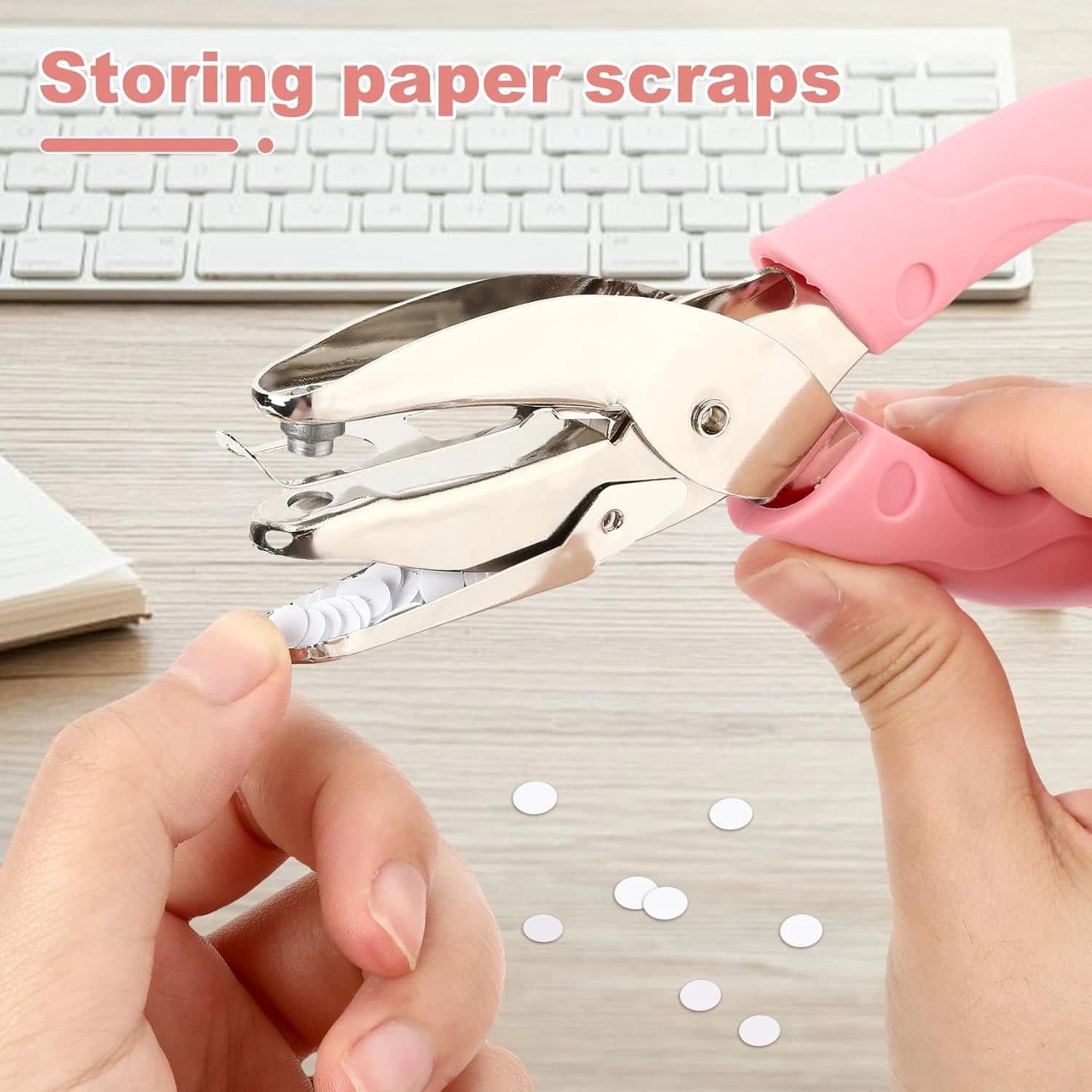 Single Hole Punch, Handheld Paper Hole Puncher with Grip Handle for Crafts - Thumbnail 3